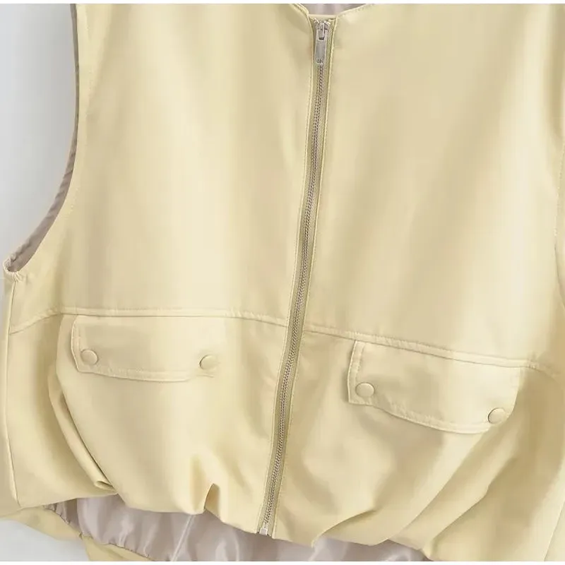 Cargo Pocket Stylish Drawstring Waistcoat