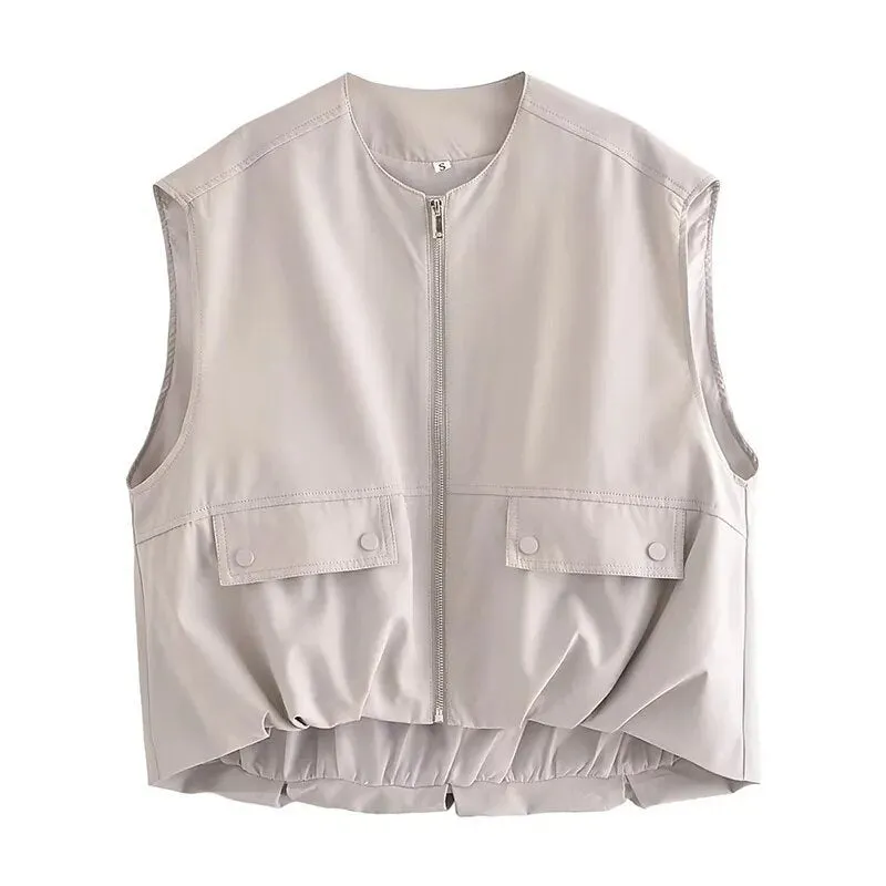 Cargo Pocket Stylish Drawstring Waistcoat