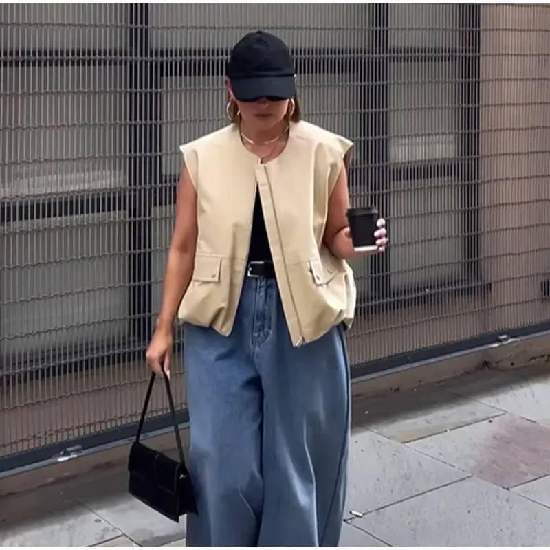 Cargo Pocket Stylish Drawstring Waistcoat