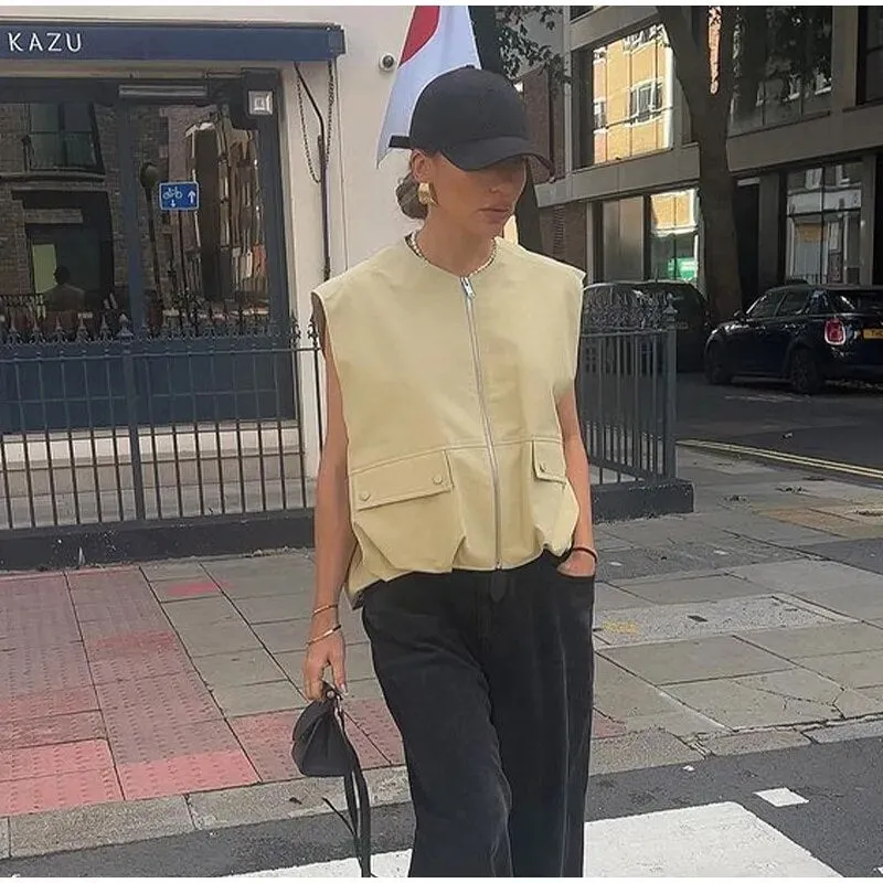 Cargo Pocket Stylish Drawstring Waistcoat
