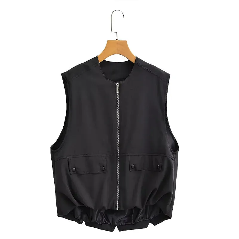 Cargo Pocket Stylish Drawstring Waistcoat