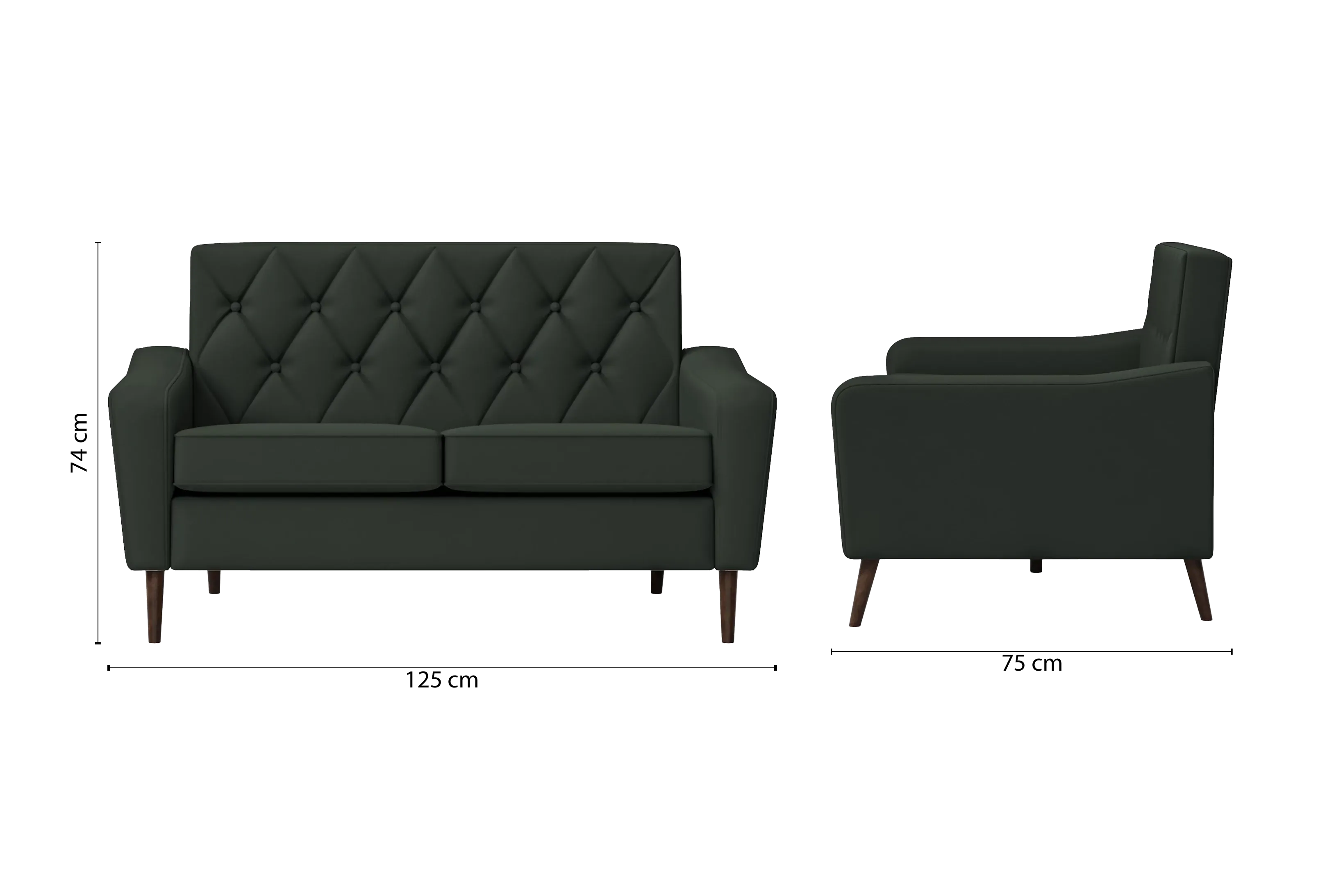 Carpi 2 Seater Sofa Green Leather