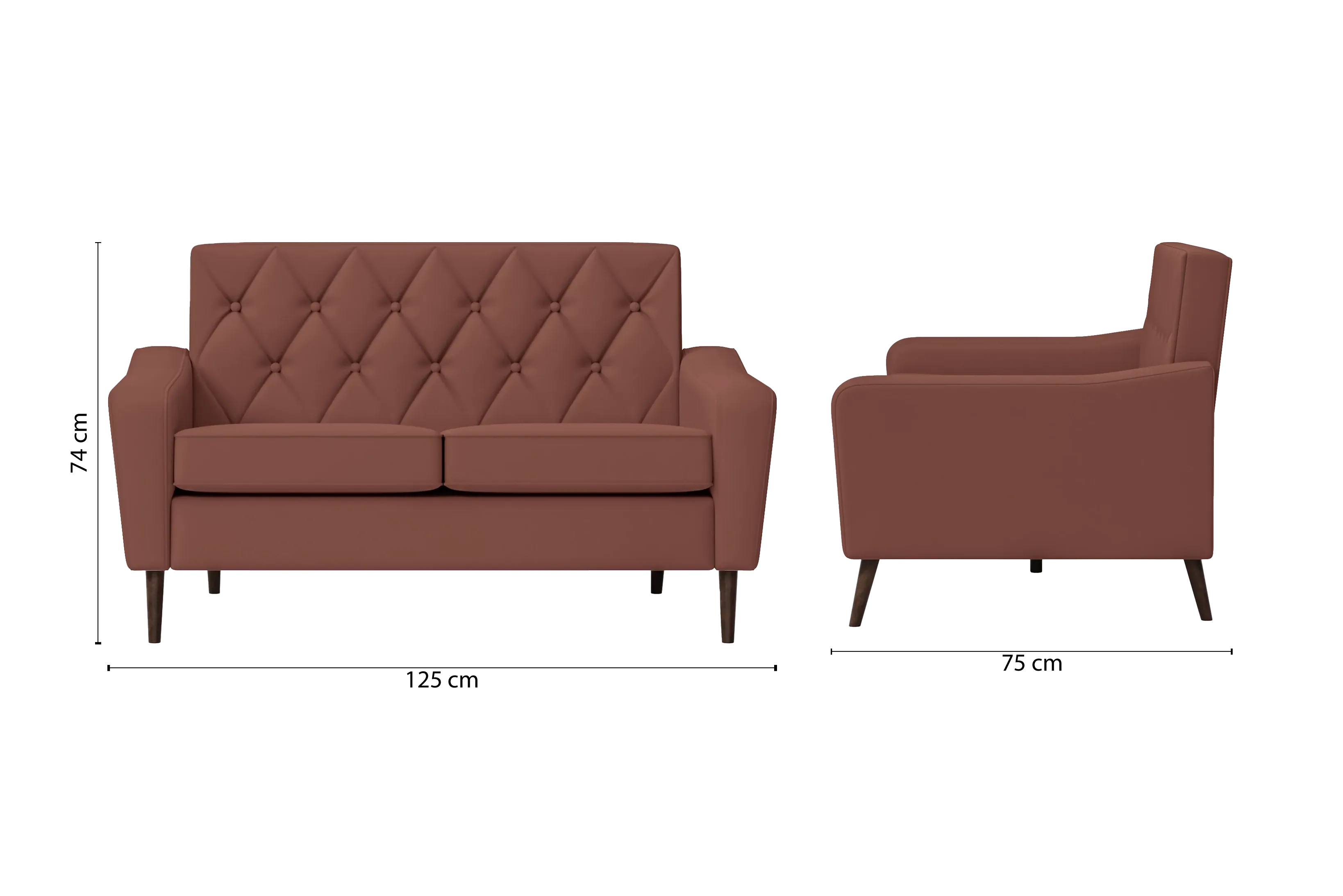 Carpi 2 Seater Sofa Mauve Leather