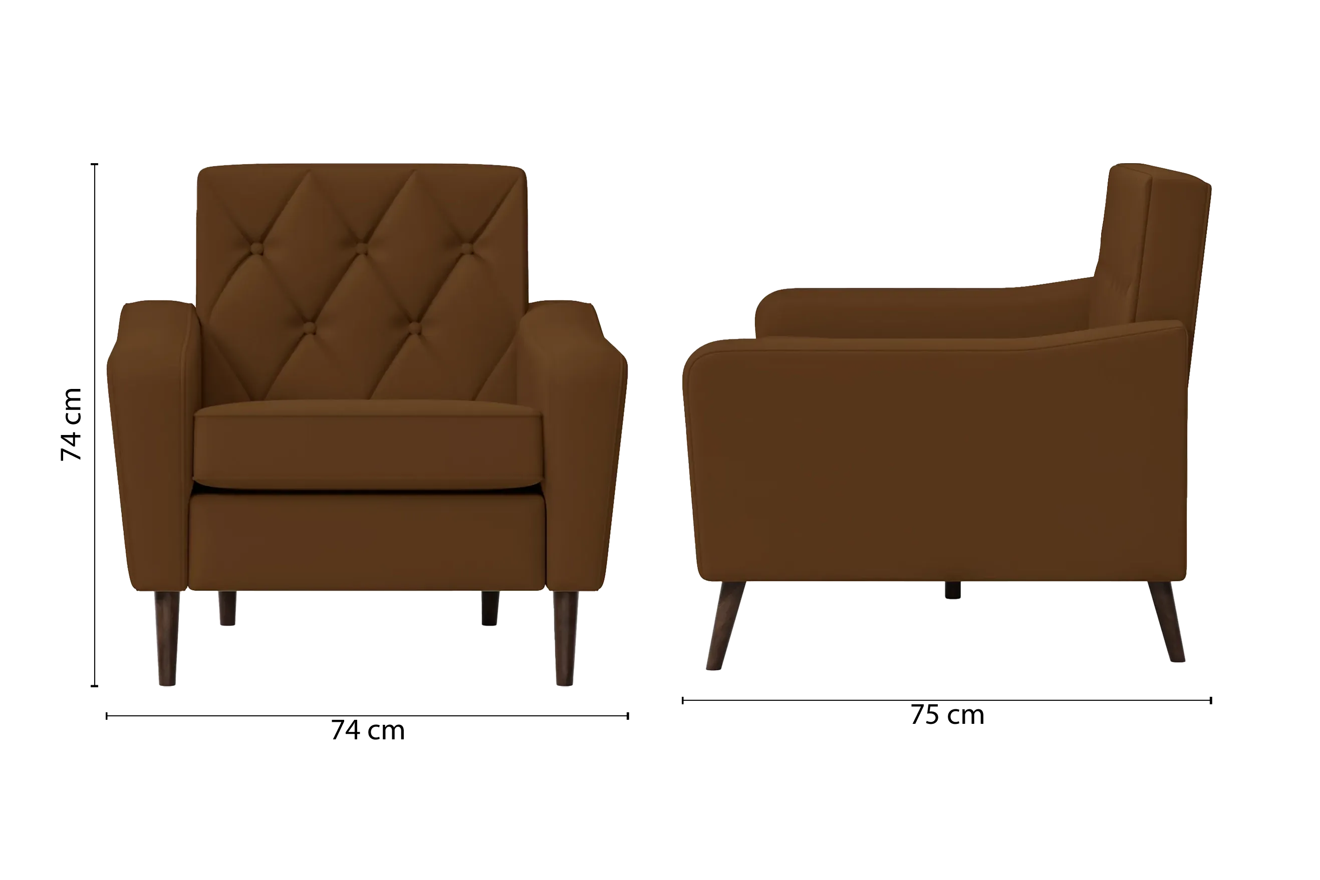 Carpi Armchair Walnut Brown Leather