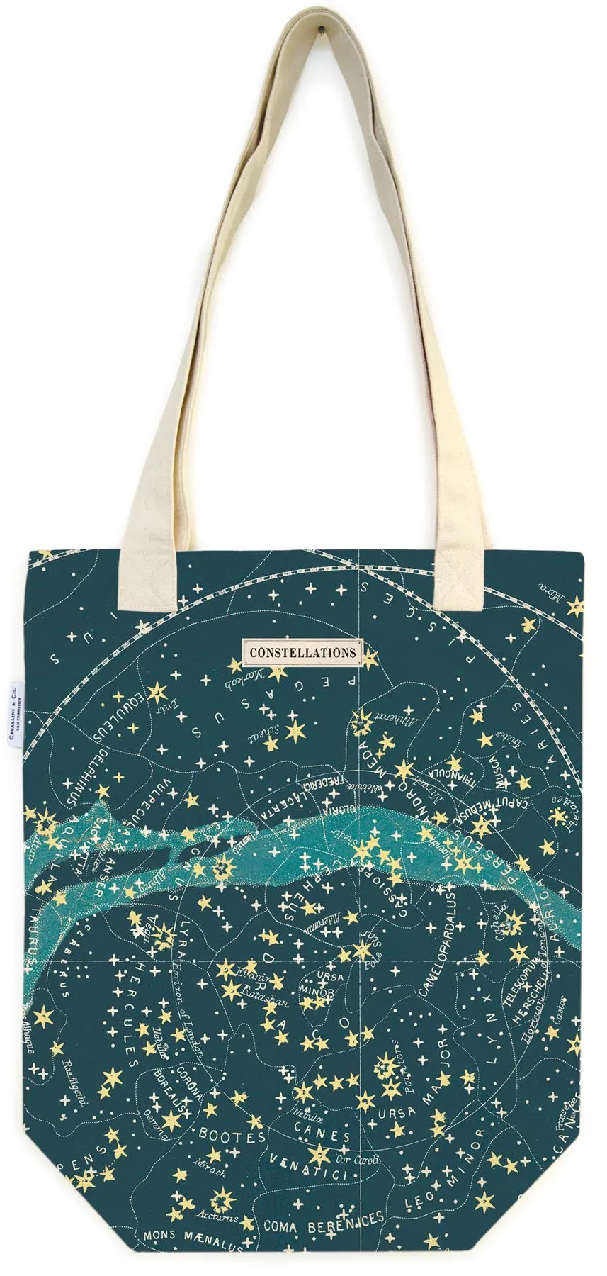 Cavallini - 100% Natural Cotton Vintage Tote Bag - 33x40.5cms - Celestial/Constellations