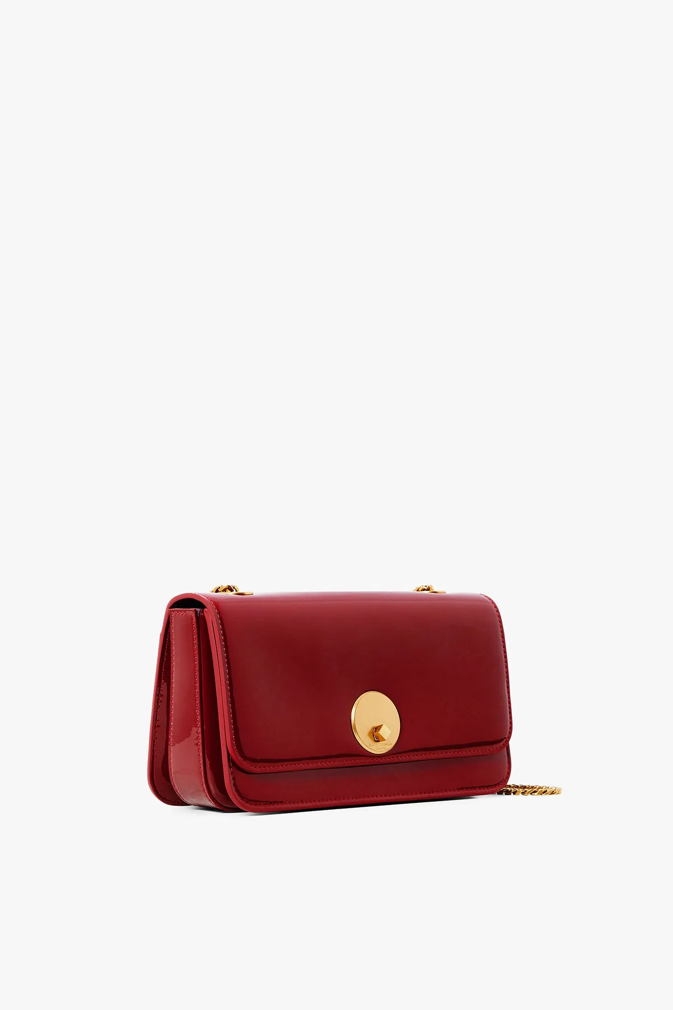 Celia Leather Patent Chain Strap Evening Bag