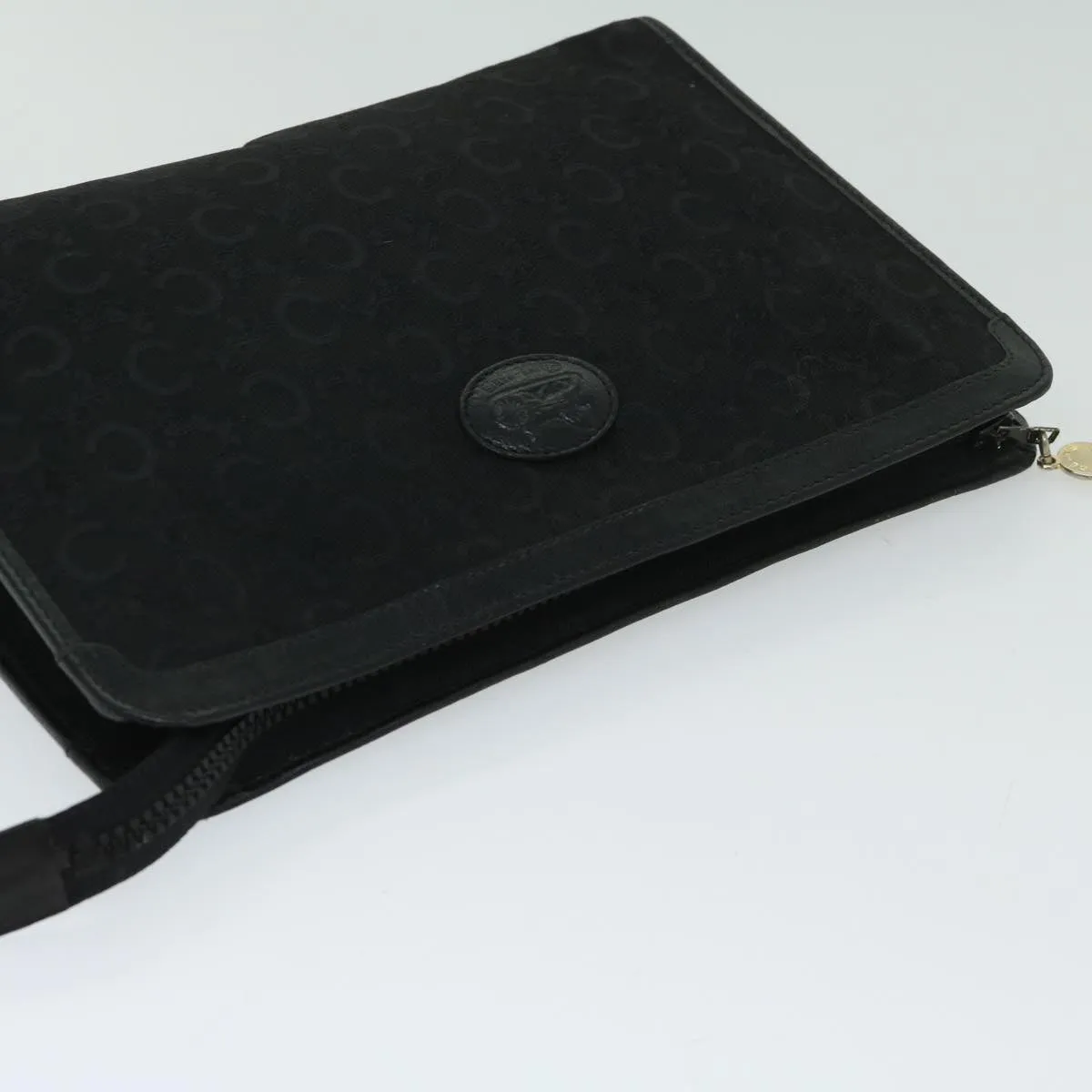 CELINE C Macadam Canvas Clutch Bag Black Auth ac2823