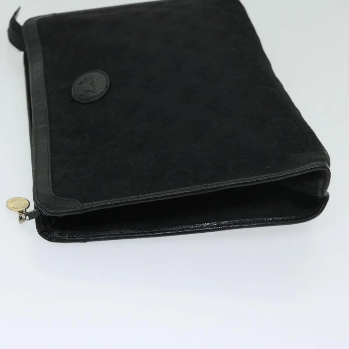 CELINE C Macadam Canvas Clutch Bag Black Auth ac2823