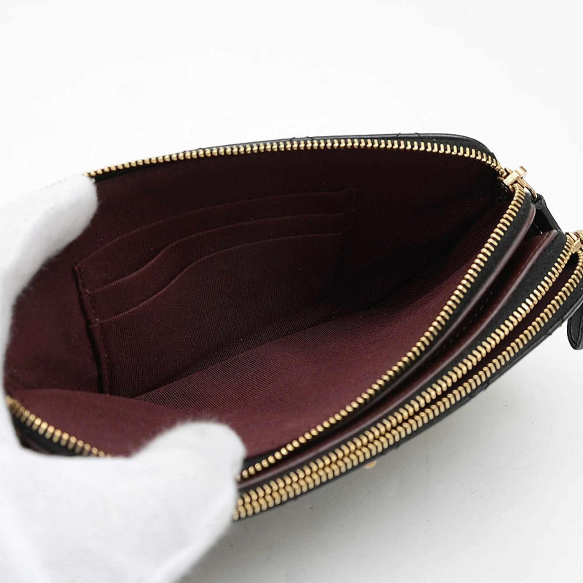Chanel 2.55 Embroidered Chain Clutch Shoulder Bag Leather Black