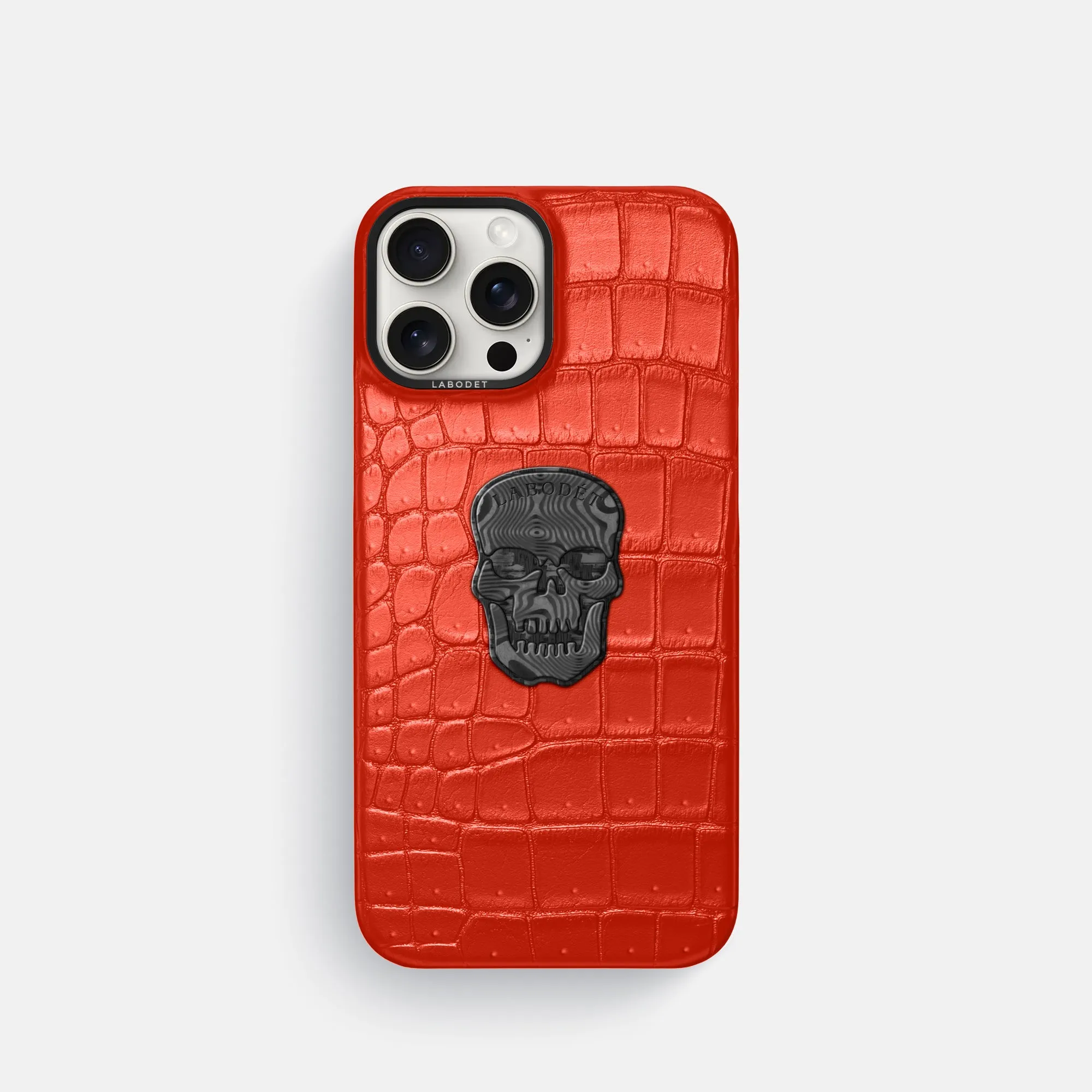 Classic Case With Carbon Skull For iPhone 16 Pro In Porosus Crocodile