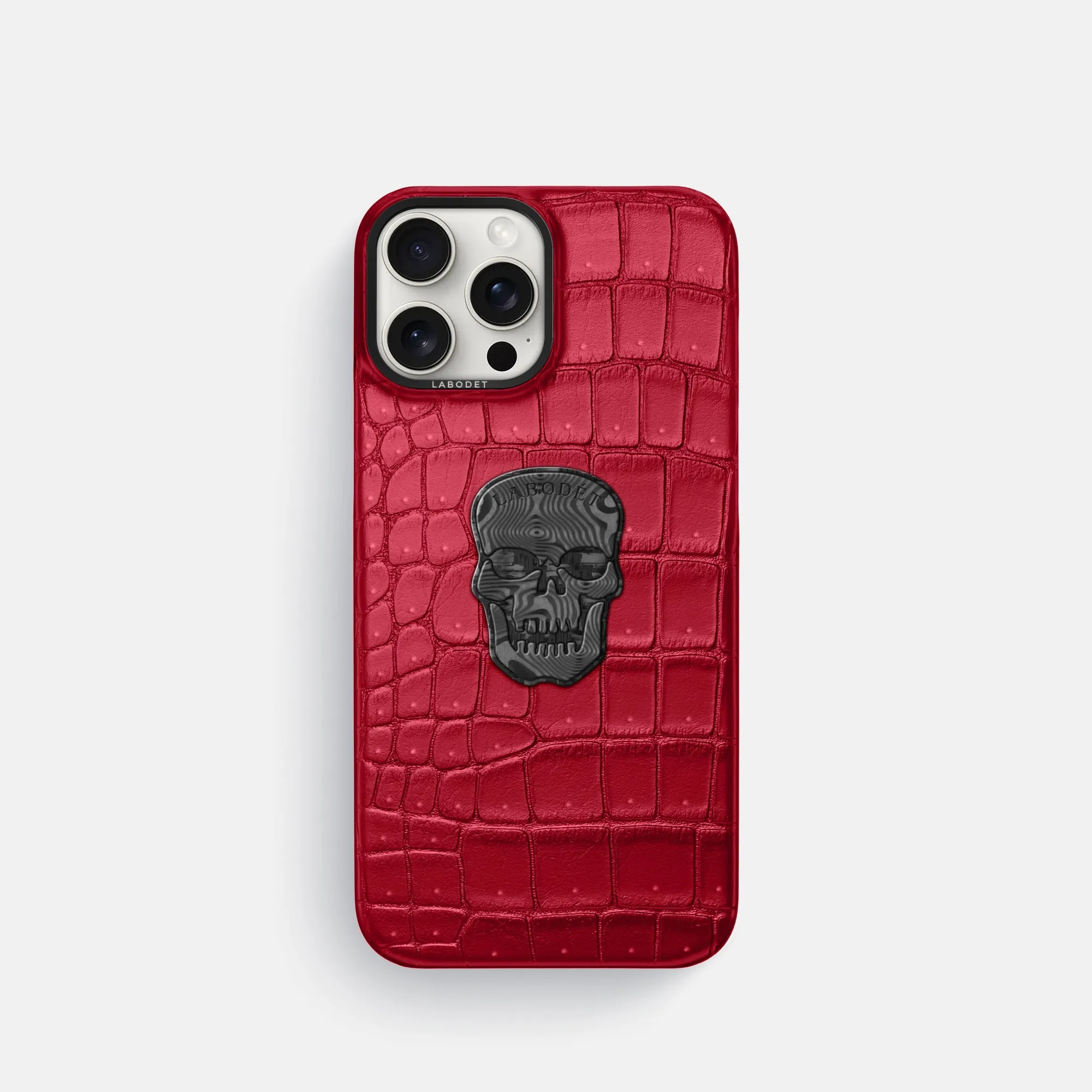 Classic Case With Carbon Skull For iPhone 16 Pro In Porosus Crocodile