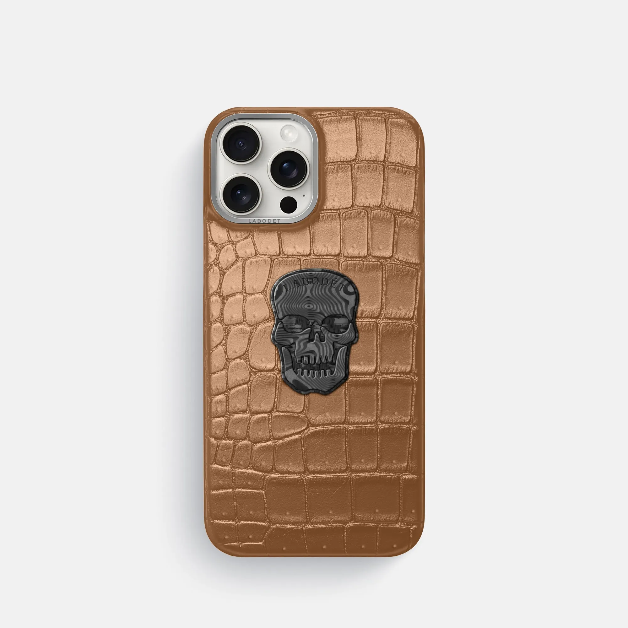 Classic Case With Carbon Skull For iPhone 16 Pro In Porosus Crocodile