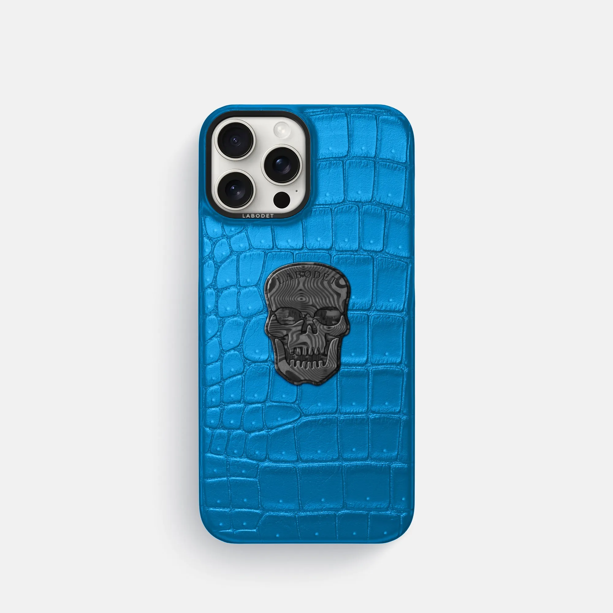 Classic Case With Carbon Skull For iPhone 16 Pro In Porosus Crocodile