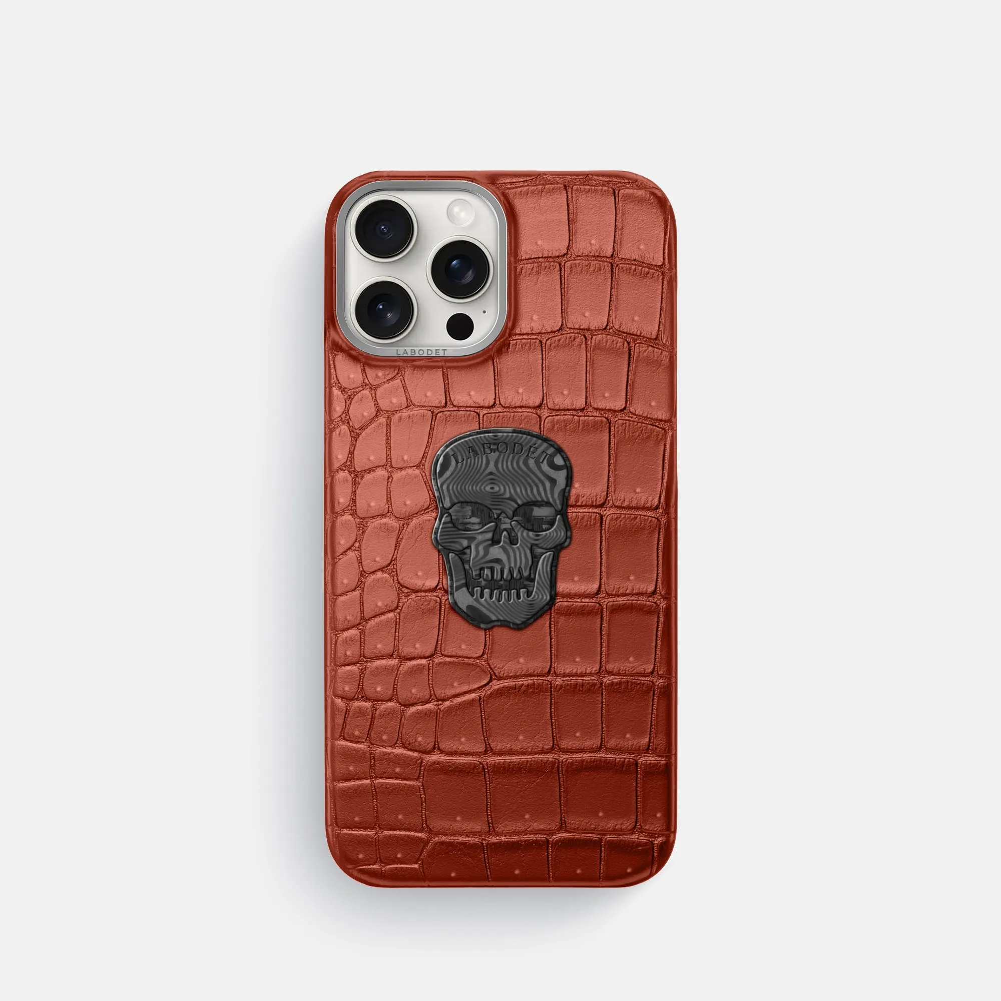 Classic Case With Carbon Skull For iPhone 16 Pro In Porosus Crocodile