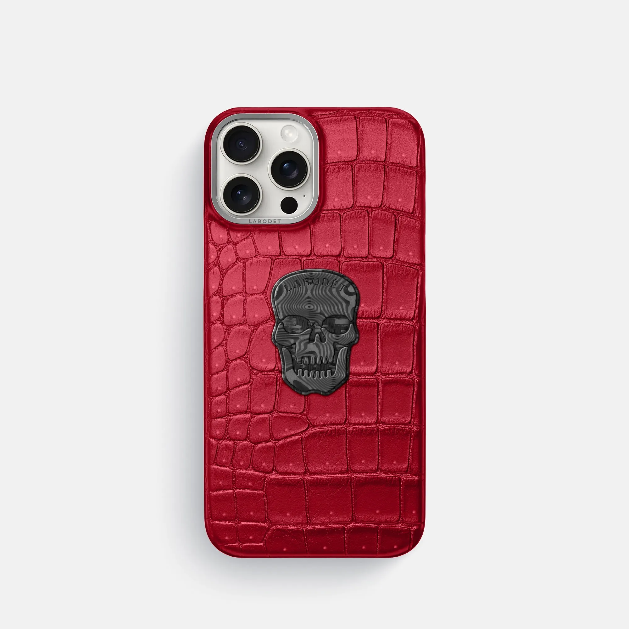 Classic Case With Carbon Skull For iPhone 16 Pro In Porosus Crocodile