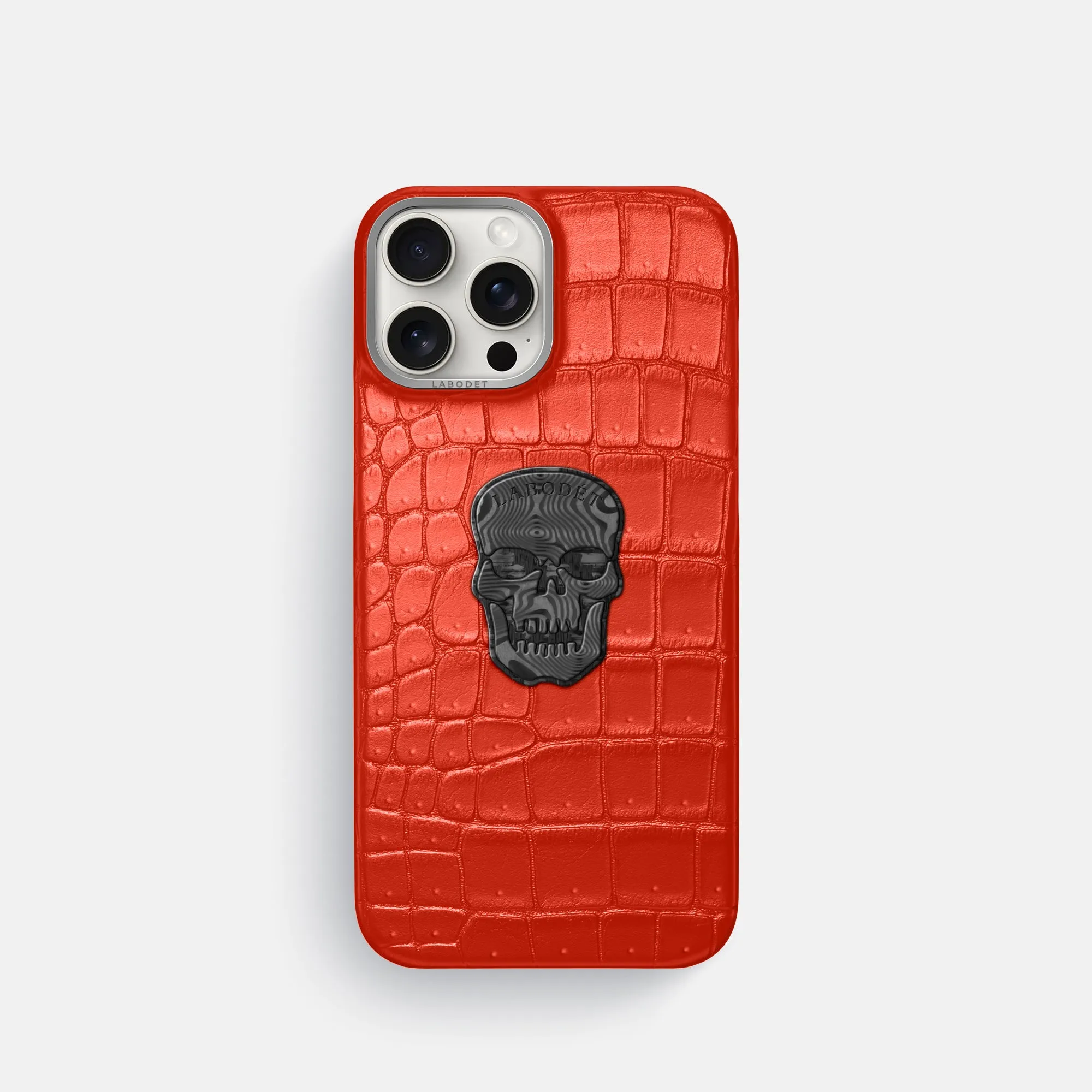 Classic Case With Carbon Skull For iPhone 16 Pro In Porosus Crocodile