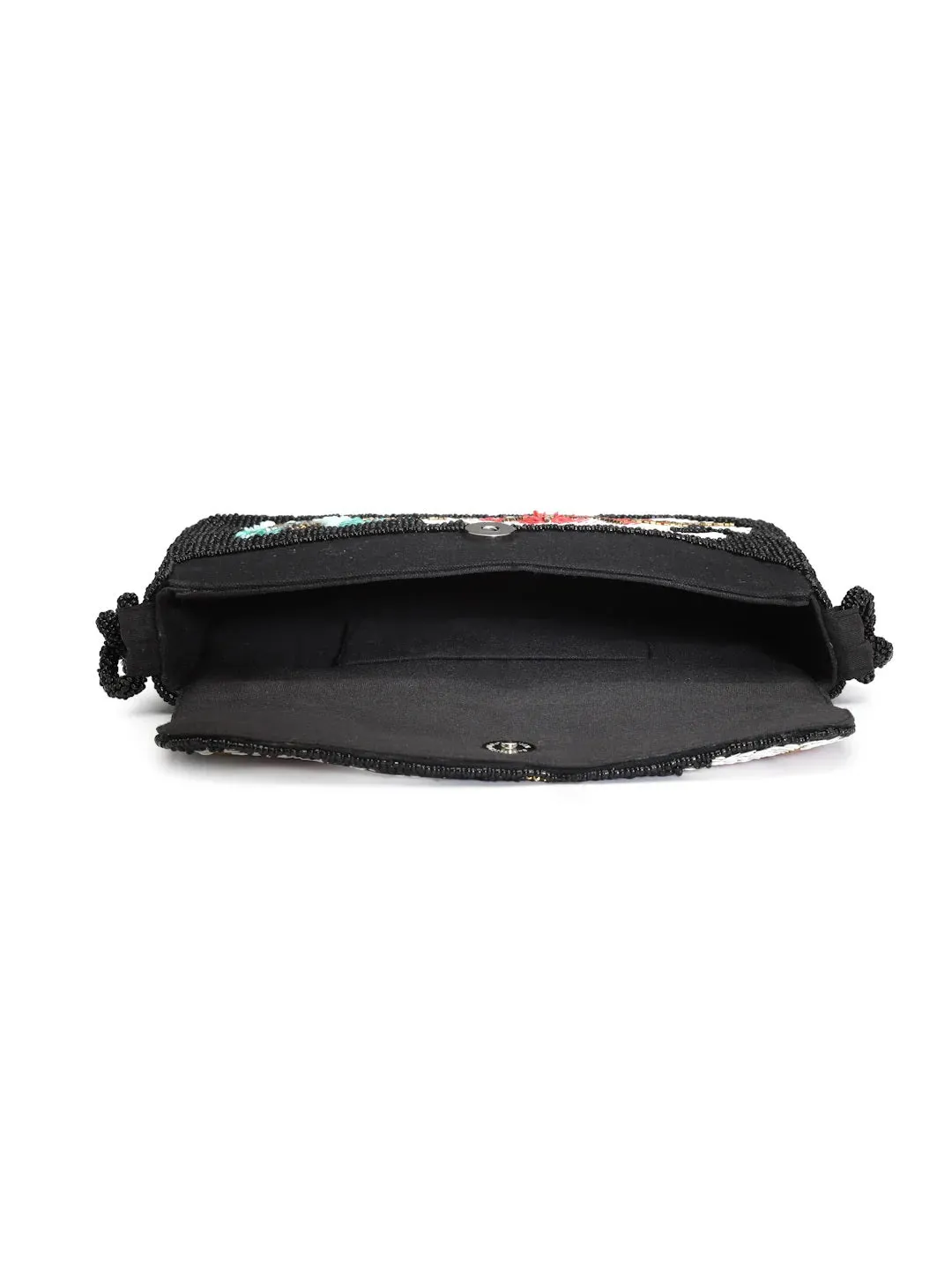 Coffer Floral Embellished Faux Silk Clutch