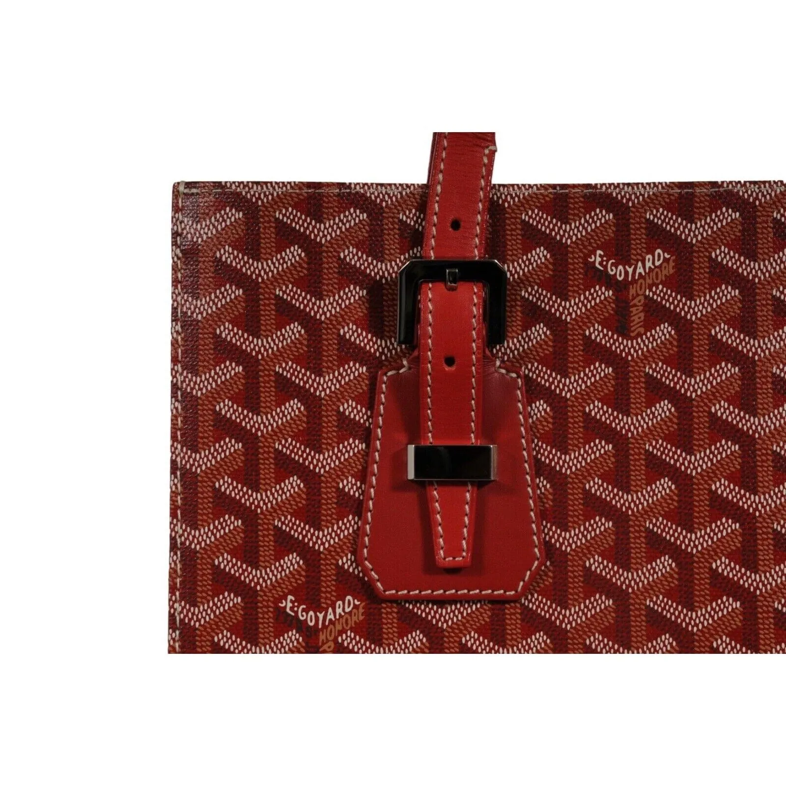 Comores GM Tote Bag Red Leather Coated Canvas Travel Top Handle File Bag