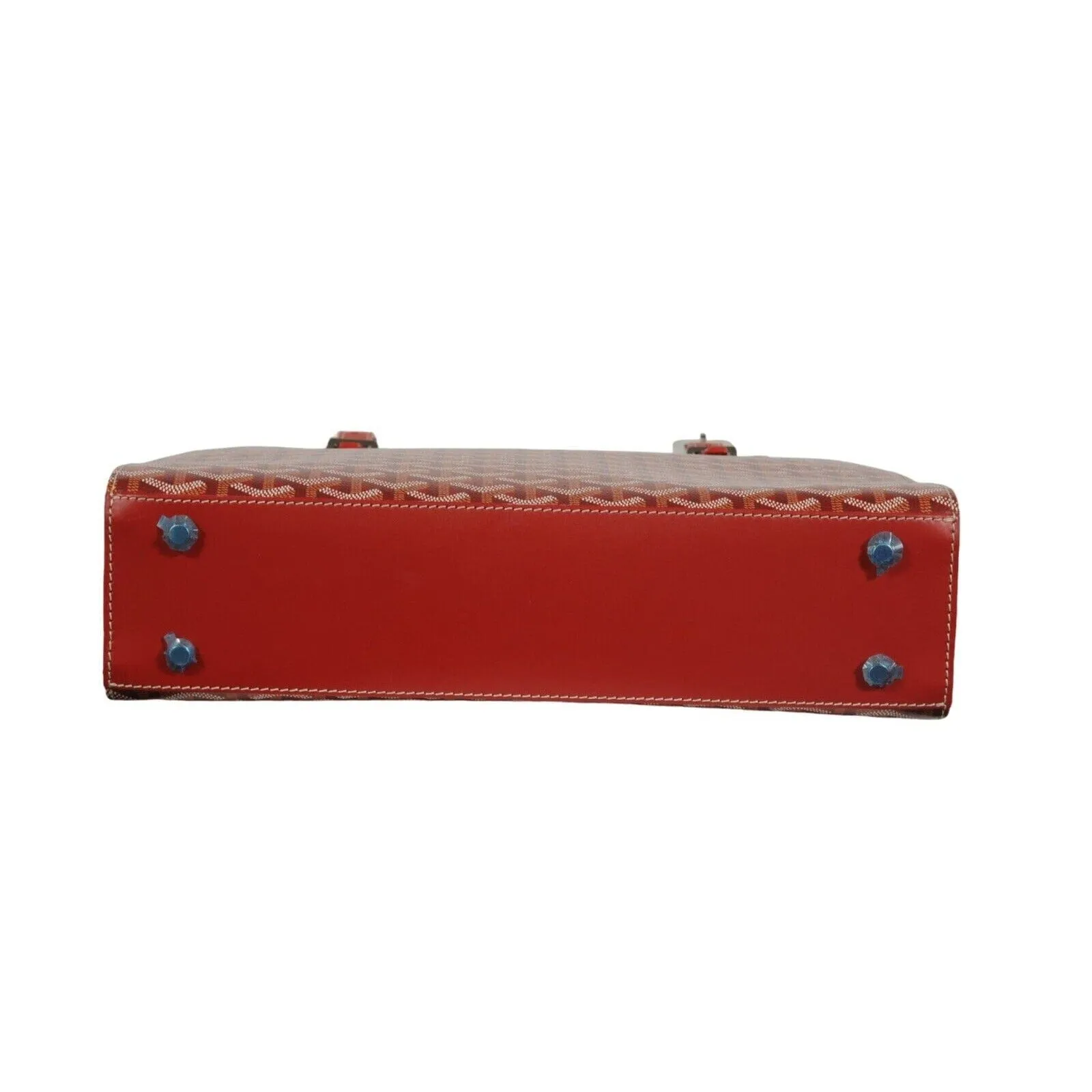 Comores GM Tote Bag Red Leather Coated Canvas Travel Top Handle File Bag