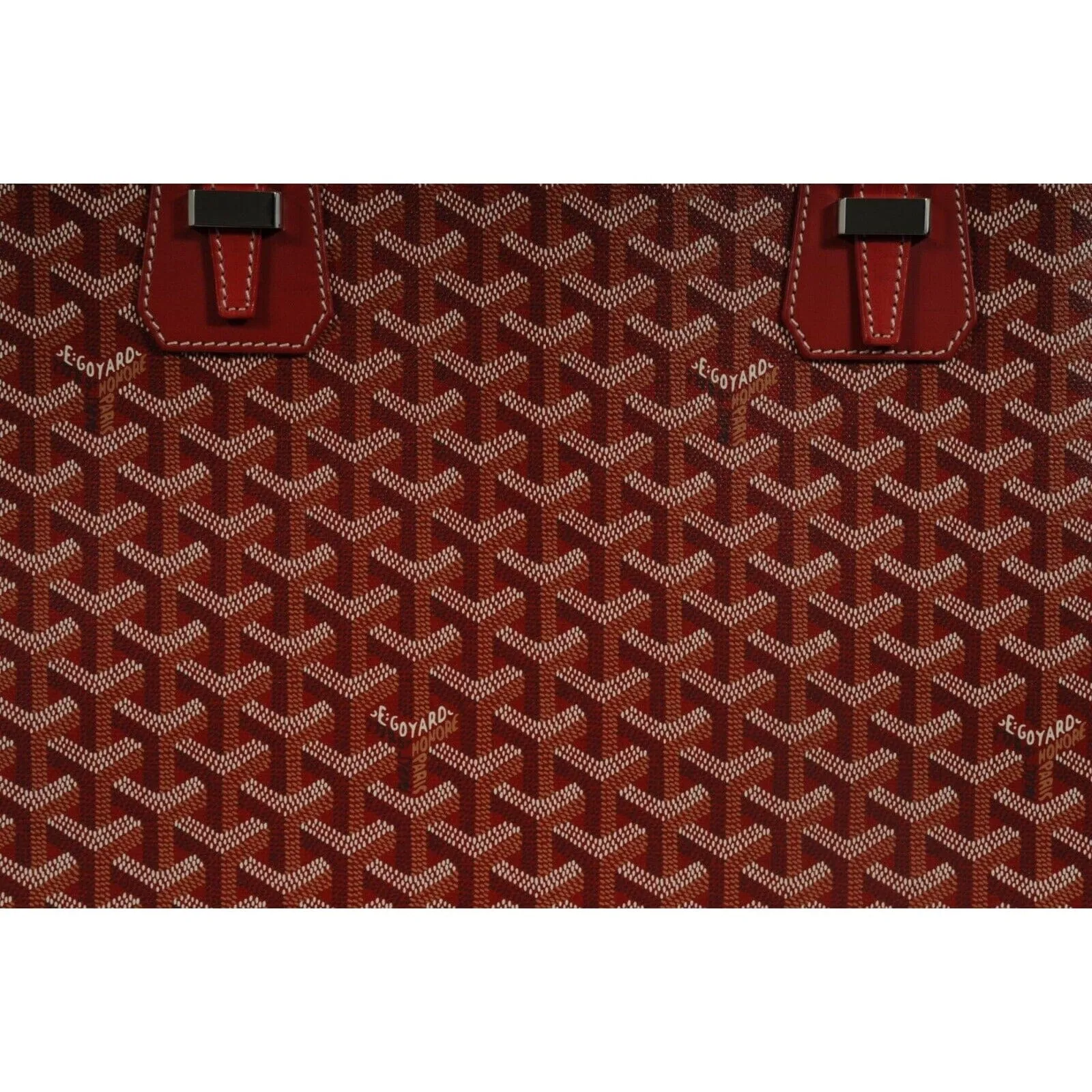 Comores GM Tote Bag Red Leather Coated Canvas Travel Top Handle File Bag