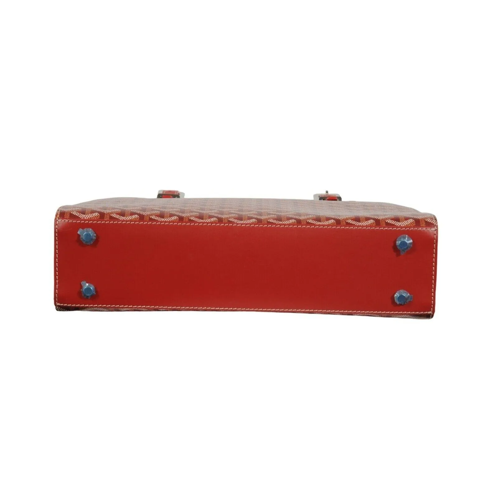 Comores GM Tote Bag Red Leather Coated Canvas Travel Top Handle File Bag