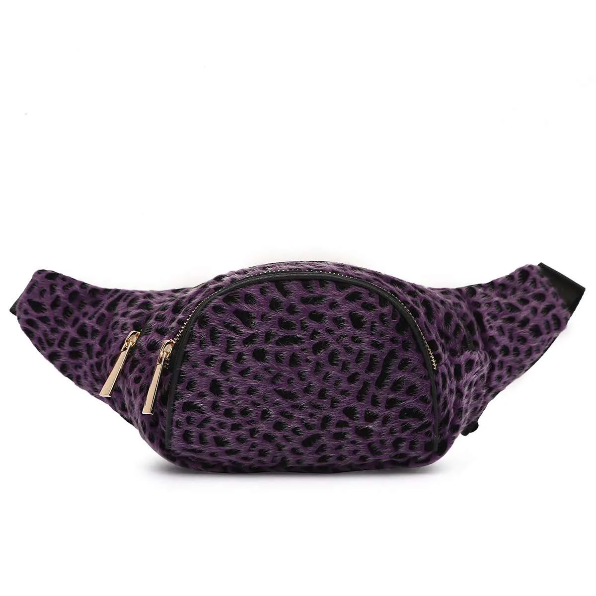 Cowgirl Trendy Soft Leopard Fanny Pack Waist Fashion Hip Bag Fuzzy Belt Bag