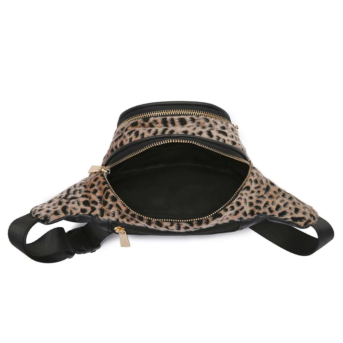 Cowgirl Trendy Soft Leopard Fanny Pack Waist Fashion Hip Bag Fuzzy Belt Bag