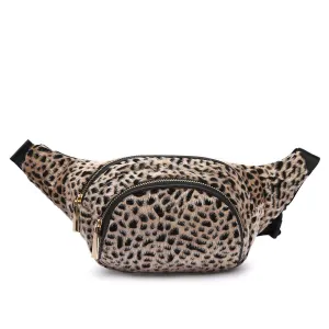 Cowgirl Trendy Soft Leopard Fanny Pack Waist Fashion Hip Bag Fuzzy Belt Bag