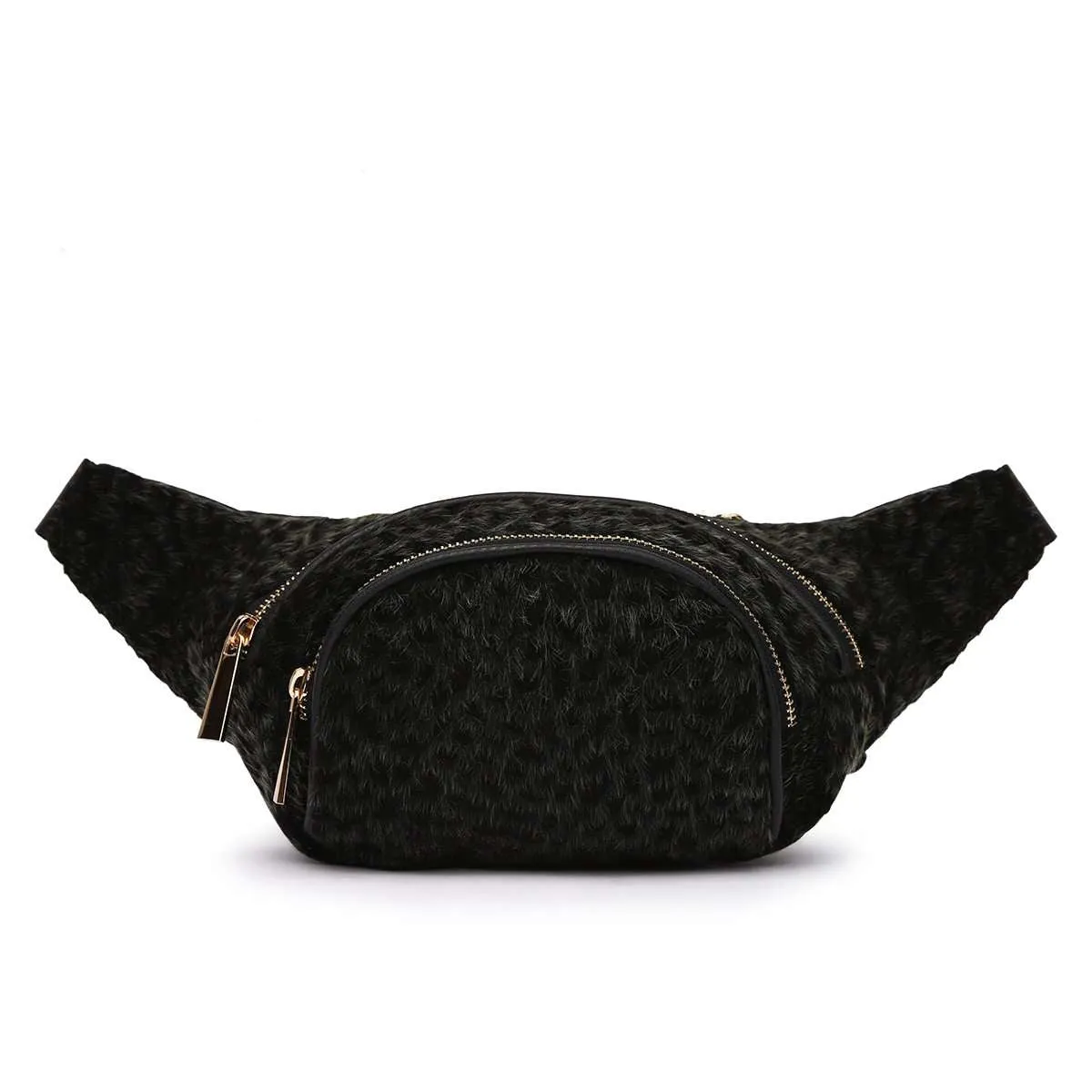 Cowgirl Trendy Soft Leopard Fanny Pack Waist Fashion Hip Bag Fuzzy Belt Bag