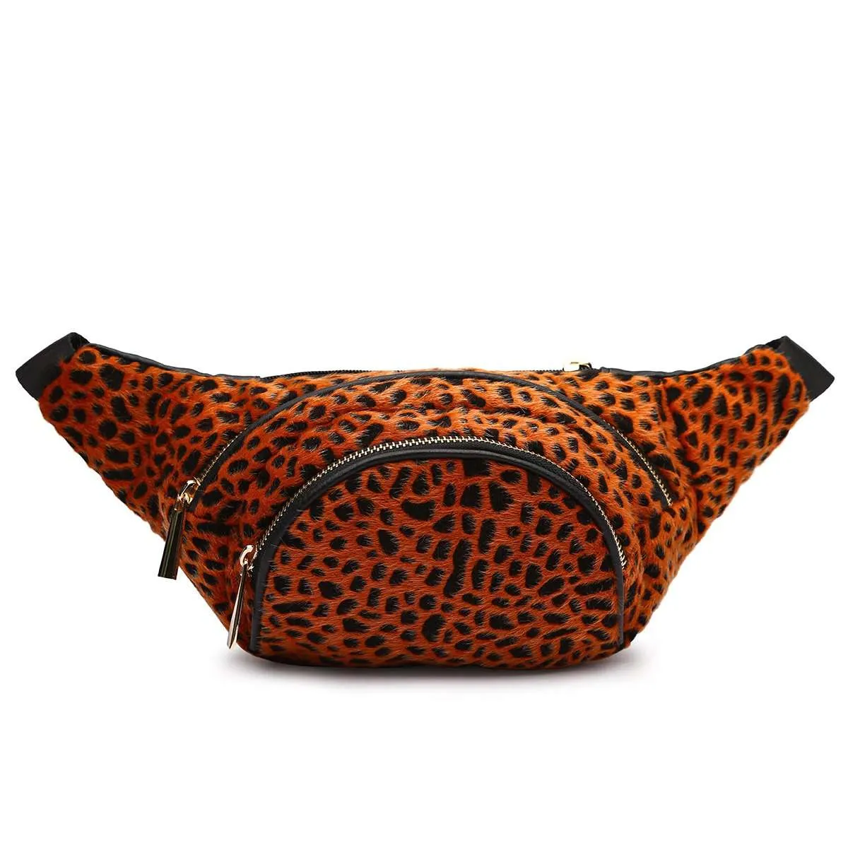 Cowgirl Trendy Soft Leopard Fanny Pack Waist Fashion Hip Bag Fuzzy Belt Bag