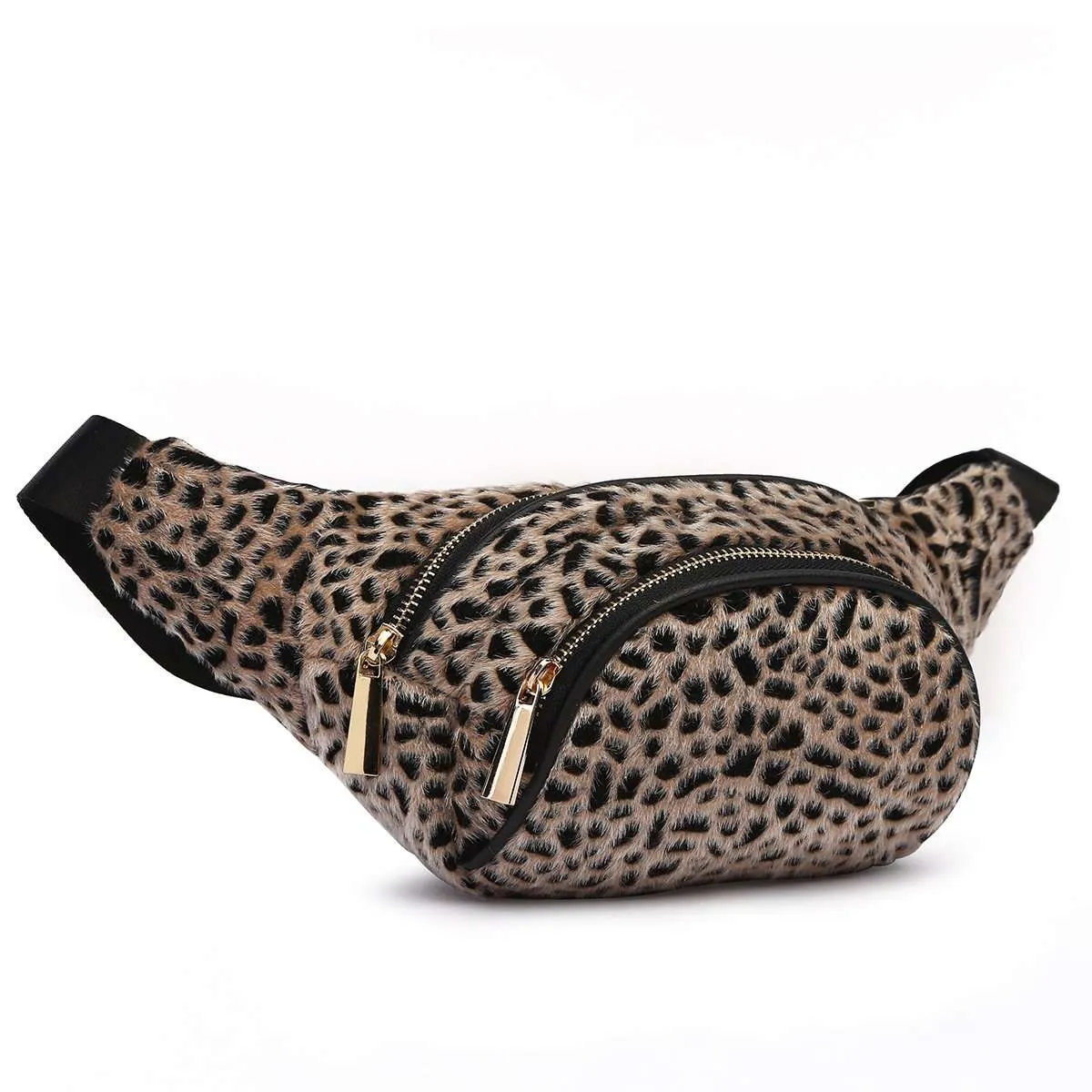 Cowgirl Trendy Soft Leopard Fanny Pack Waist Fashion Hip Bag Fuzzy Belt Bag