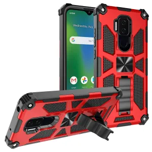 Cricket Influence Case/AT&T Maestro Plus Case [Military Grade] Ring Car Mount Kickstand Hybrid Hard PC Soft TPU Shockproof Protective Case - Red