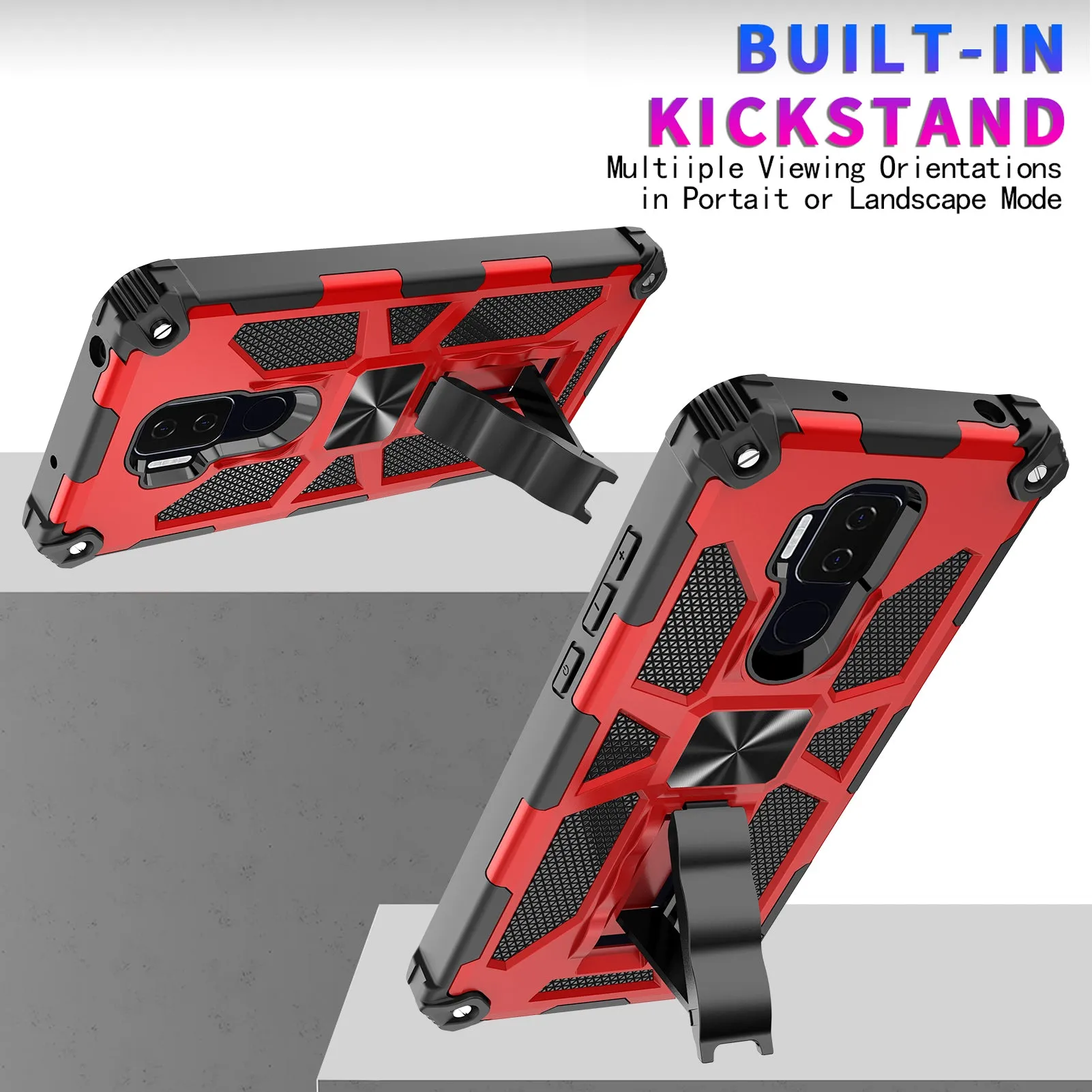 Cricket Influence Case/AT&T Maestro Plus Case [Military Grade] Ring Car Mount Kickstand Hybrid Hard PC Soft TPU Shockproof Protective Case - Red
