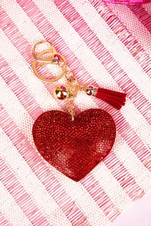 Crystal Avenue Sparkling Red Heart Keychain