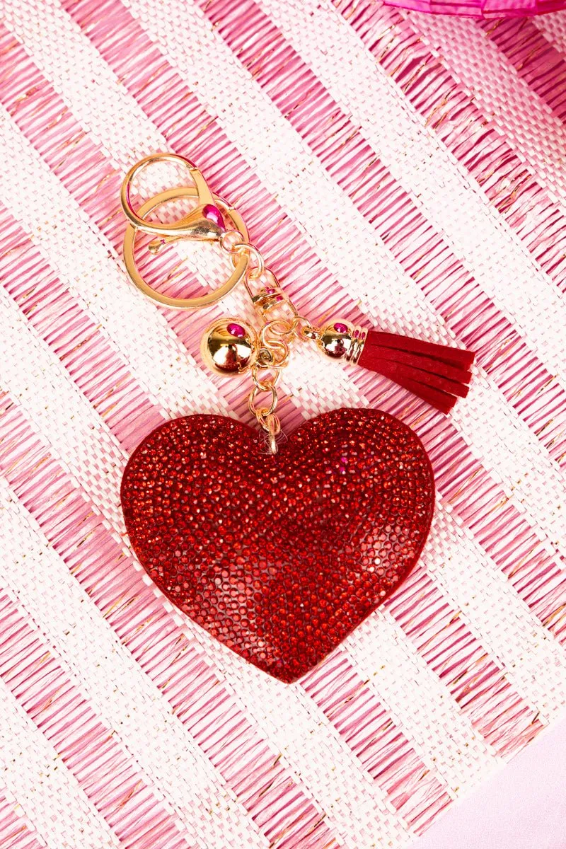 Crystal Avenue Sparkling Red Heart Keychain