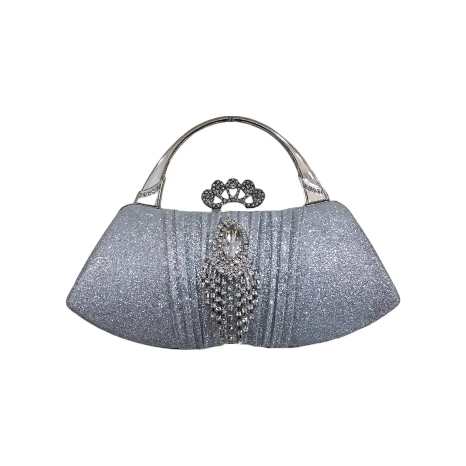 Crystal Clutch Bag with Crown and Tassel