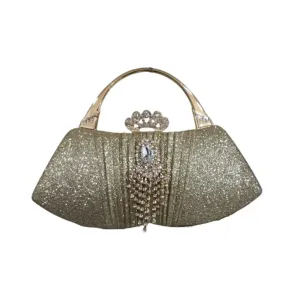 Crystal Clutch Bag with Crown and Tassel