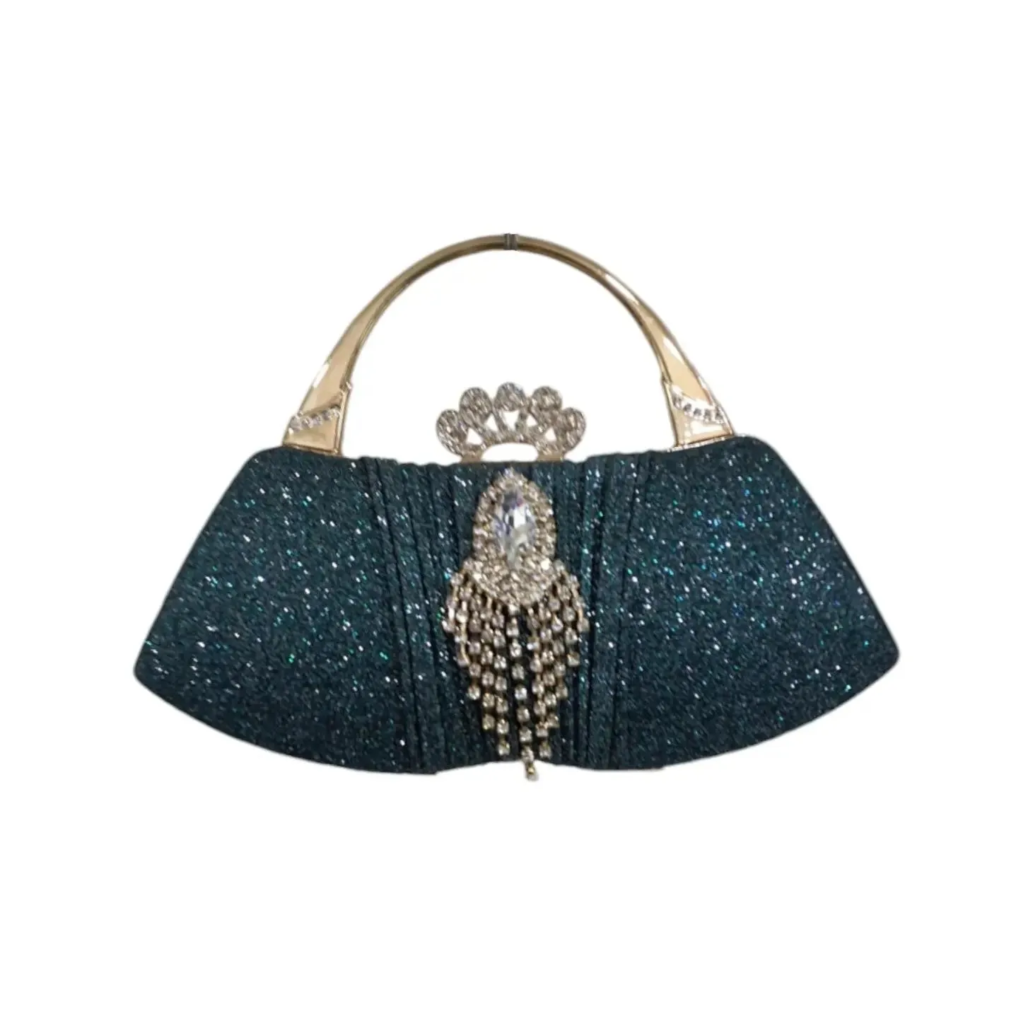 Crystal Clutch Bag with Crown and Tassel