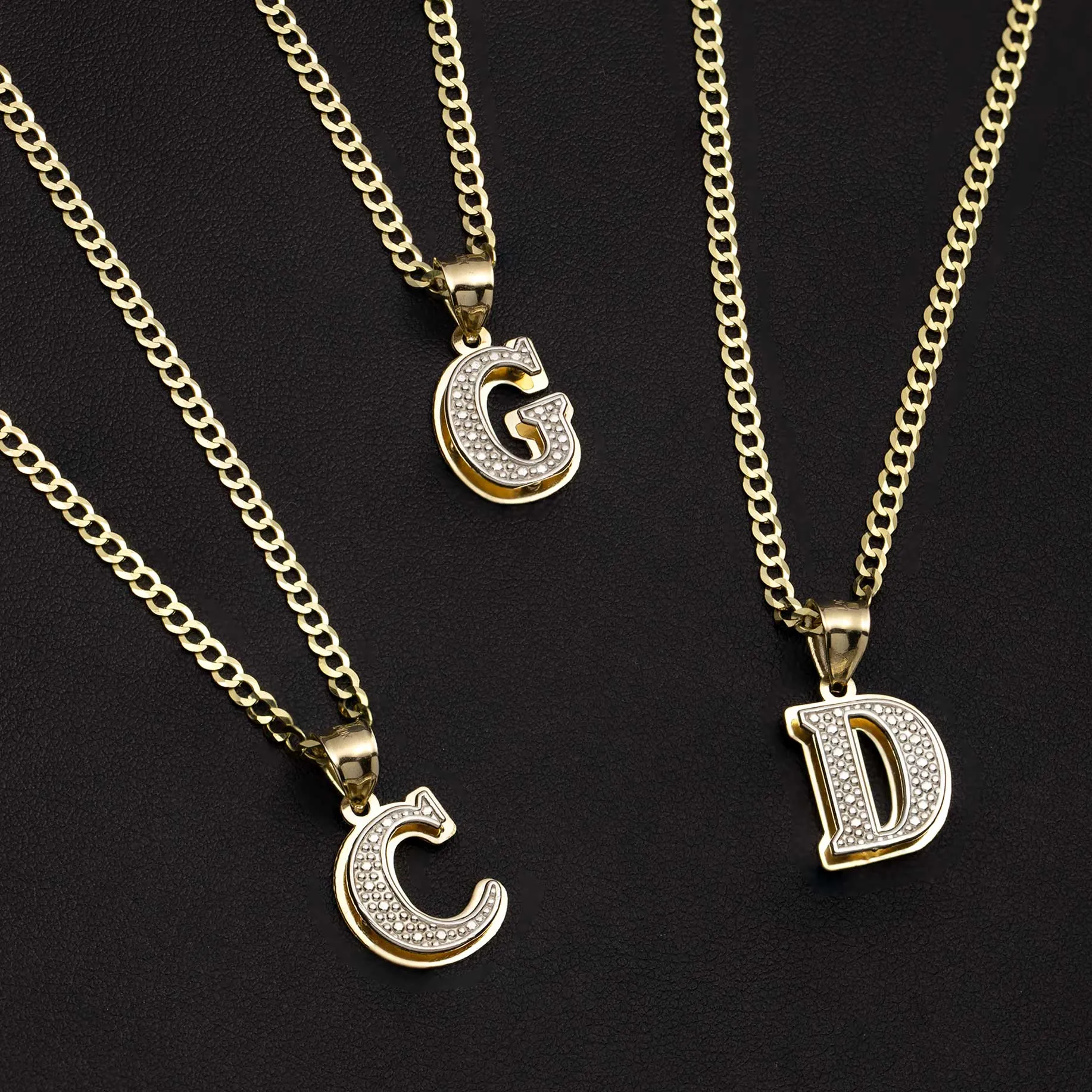 Diamond-Cut Initial Pendant 10K Yellow Gold