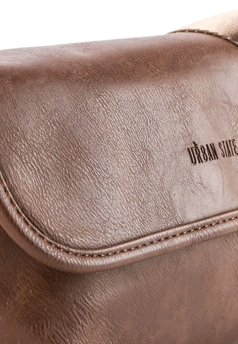 Distressed Leather Carryall Crossbody Pouch - Camel
