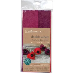 Double Sided Crepe Paper 25cm x 125cm Aubergine, Sangria & Cherry, Raspberry
