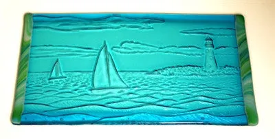DT26 Sailboat Scene Texture Mold for Glass Tile or Dish 7 X 13 for Slumping