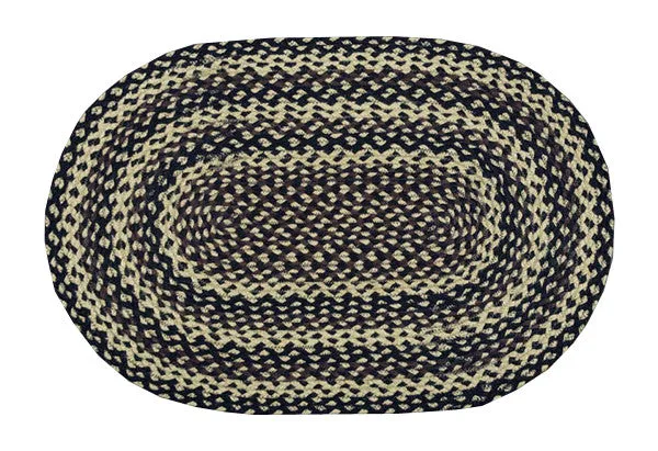 Ebony/Ivory/Chocolate Braided Rug In Different Shapes And Sizes