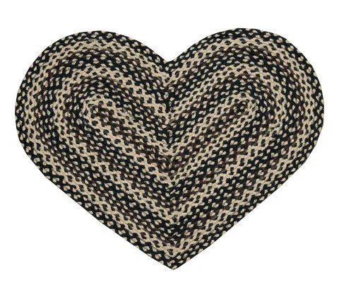 Ebony/Ivory/Chocolate Braided Rug In Different Shapes And Sizes