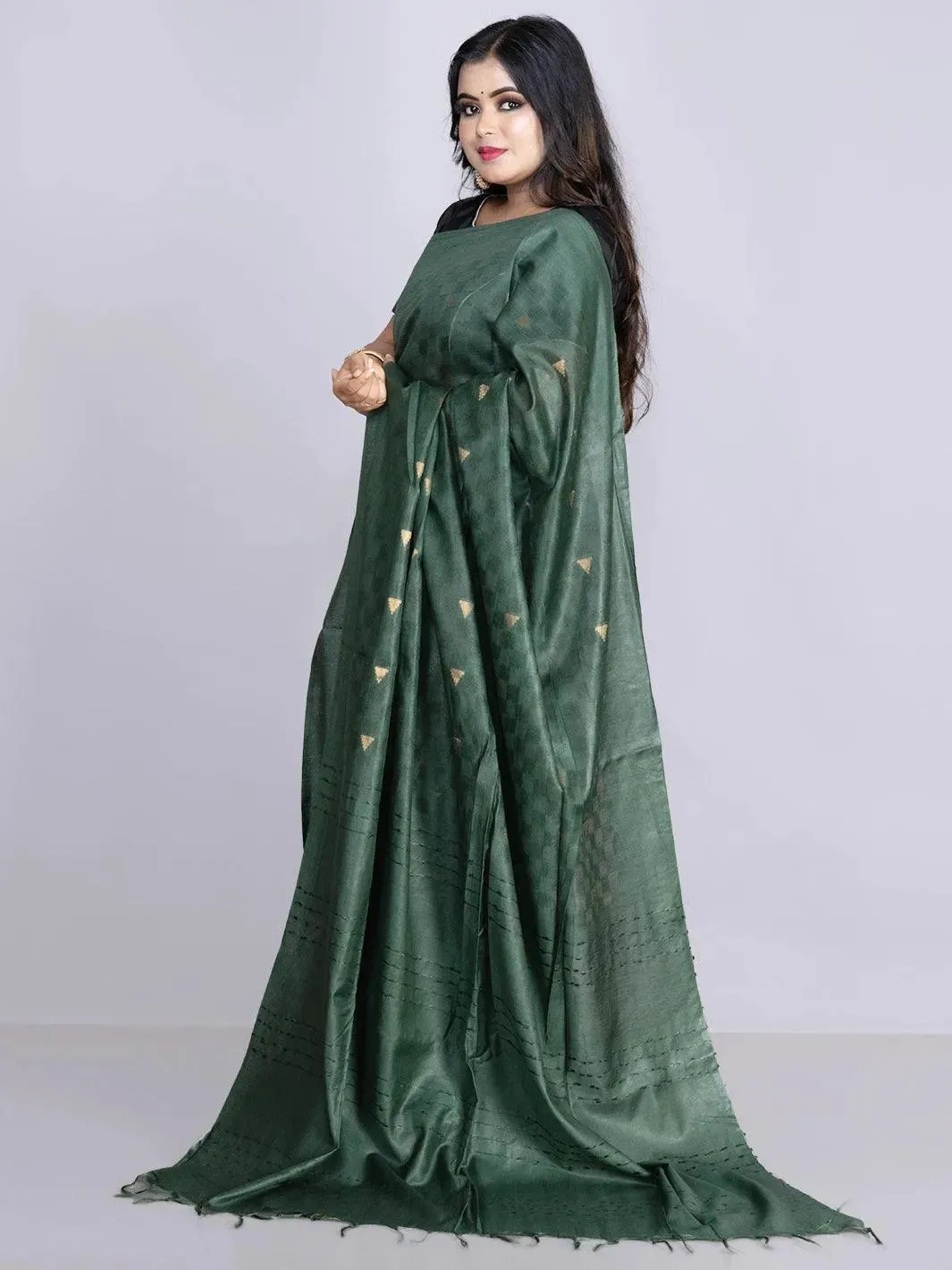 Elegant Green Woven BhagalPuri Silk Saree