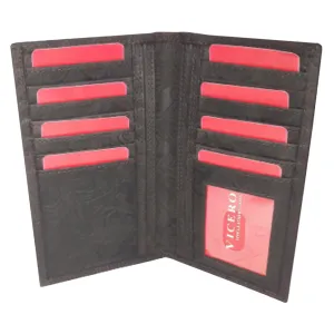 Embossed Leather Long Bi-Fold Wallet - 3016