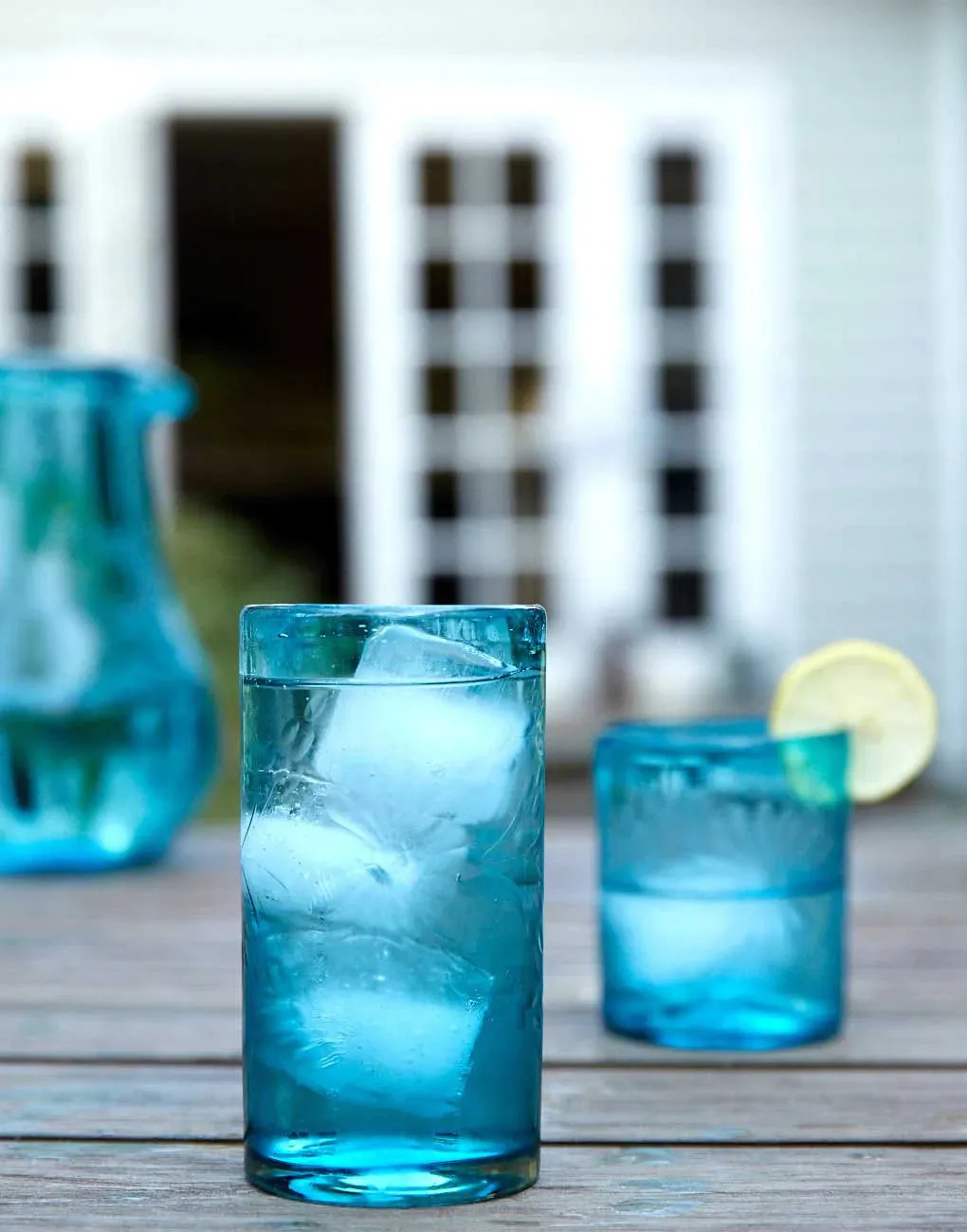 Engraved Iced Tea Glass Turq