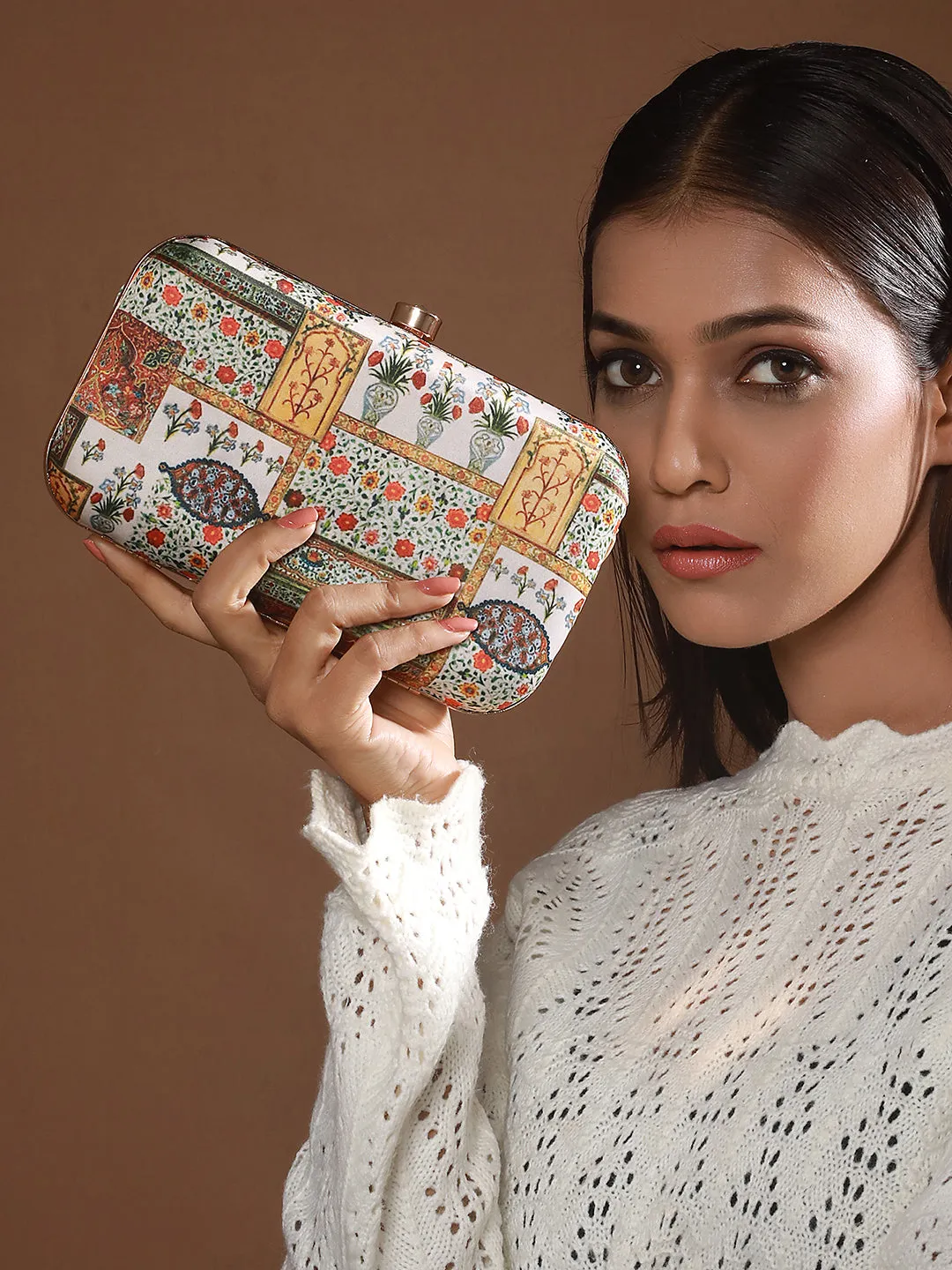 Ethnic Motif Printed Box Clutch