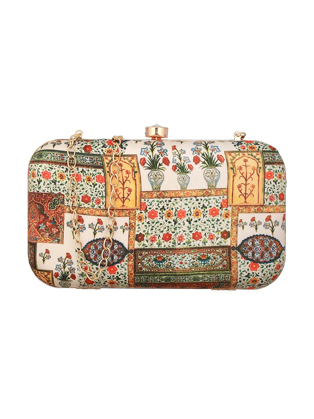 Ethnic Motif Printed Box Clutch