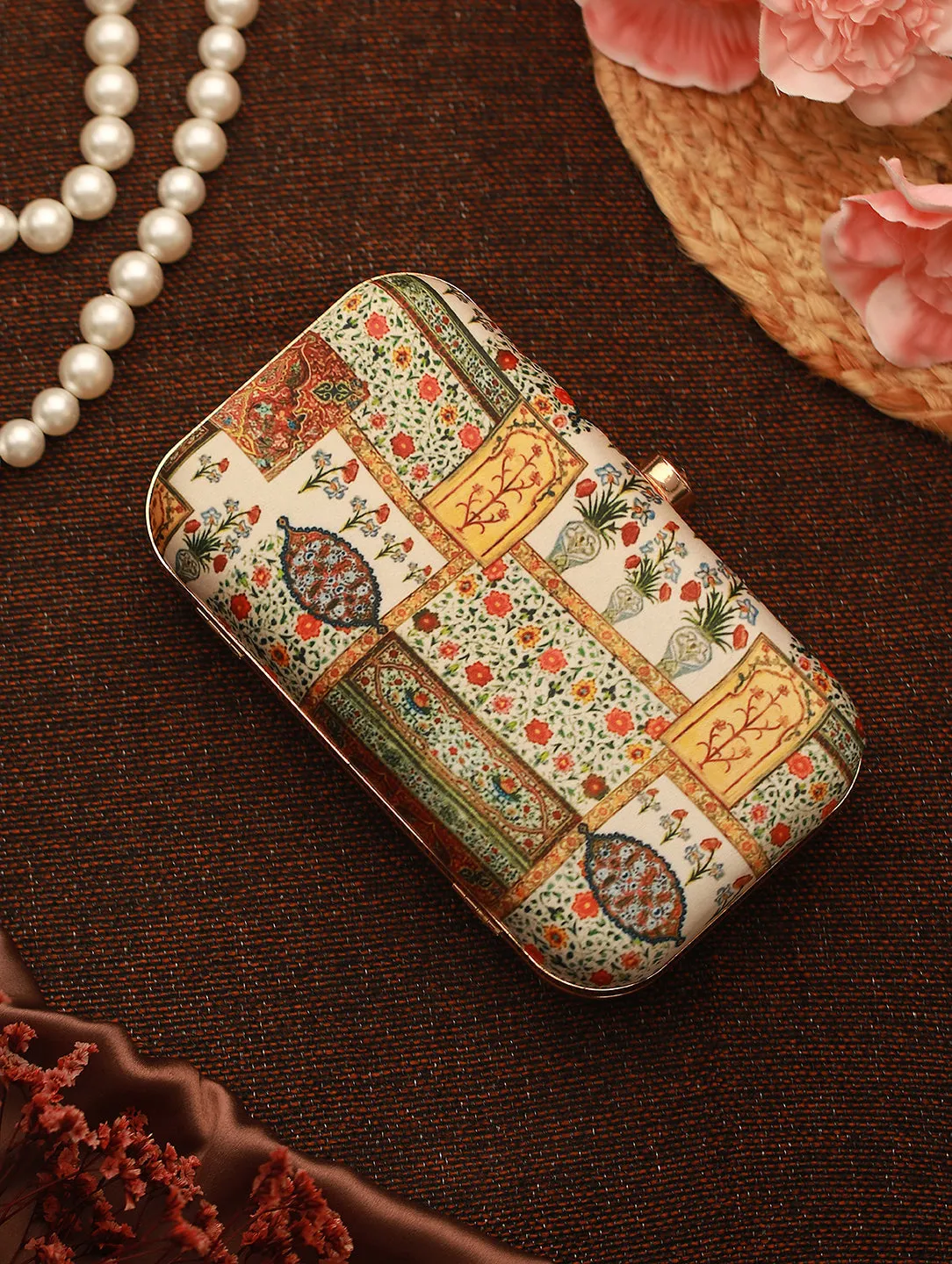 Ethnic Motif Printed Box Clutch
